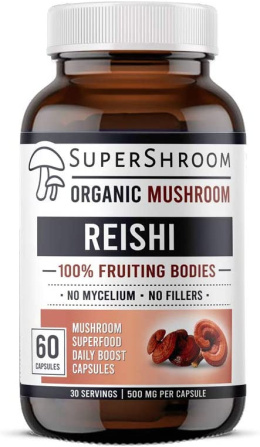 NOWOŚĆ ! Naturalne czyste organiczne MUSHROOM REISHI Ganoderma Lucidum 100 kaps / 500 mg
