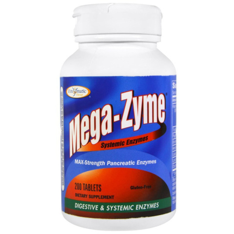 NOWOŚĆ ! ORYGINALNE Enzymy Trzustkowe MEGA ZYME Systemic Enzyme High Alpha-Chymotrypsin ! 200 tabletek