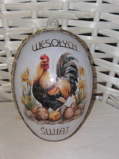 Rękodzieło Artystyczne Wielkanocne Duże Jajko Akryl + decoupage Rękodzieło Artystyczne Wielkanocne Duże Jajko Akryl + decoupage