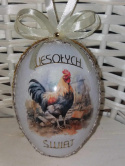 Rękodzieło Artystyczne Wielkanocne Duże Jajko Akryl + decoupage