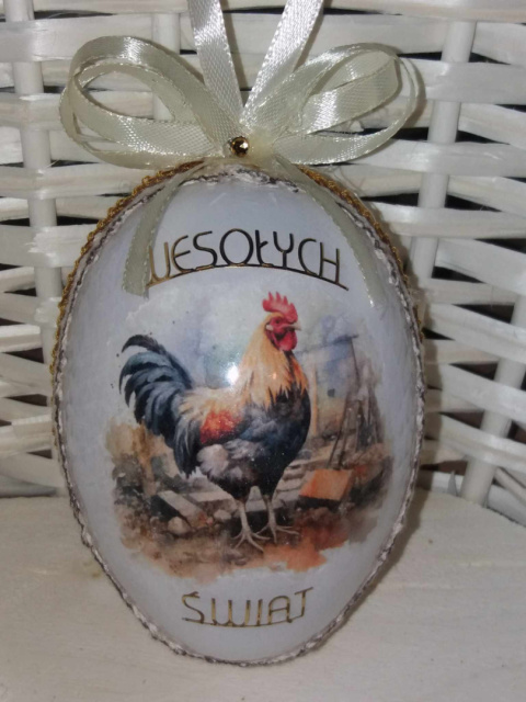 Rękodzieło Artystyczne Wielkanocne Duże Jajko Akryl + decoupage Rękodzieło Artystyczne Wielkanocne Duże Jajko Akryl + decoupage