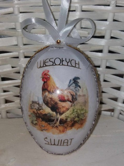 Rękodzieło Artystyczne Wielkanocne Duże Jajko Akryl + decoupage Rękodzieło Artystyczne Wielkanocne Duże Jajko Akryl + decoupage