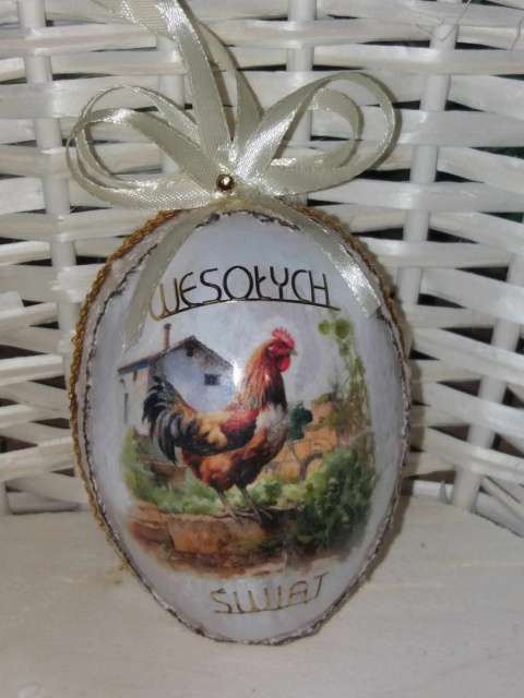 Rękodzieło Artystyczne Wielkanocne Duże Jajko Akryl + decoupage Rękodzieło Artystyczne Wielkanocne Duże Jajko Akryl + decoupage