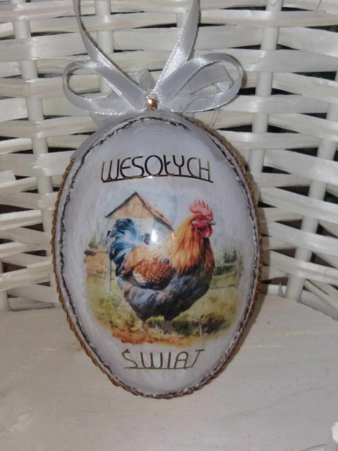 Rękodzieło Artystyczne Wielkanocne Duże Jajko Akryl + decoupage Rękodzieło Artystyczne Wielkanocne Duże Jajko Akryl + decoupage