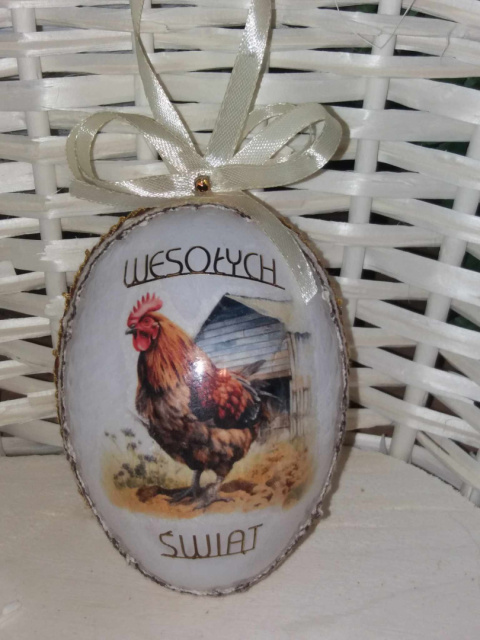 Rękodzieło Artystyczne Wielkanocne Duże Jajko Akryl + decoupage Rękodzieło Artystyczne Wielkanocne Duże Jajko Akryl + decoupage